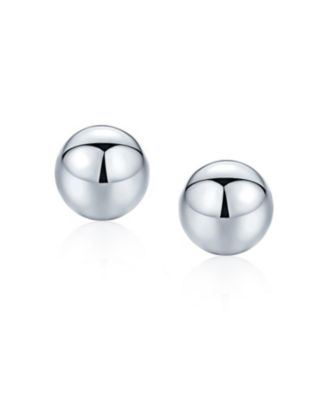 Minimalist Plain Simple Round Bead Ball Tragus Cartilage Stud Earrings Shiny Polish .925 Sterling Silver