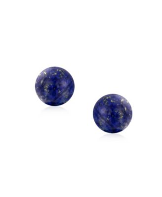 8MM Natural Stone Round Bead Ball Stud Earrings .925 Sterling Silver