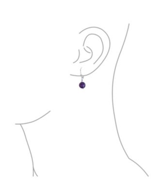 Sterling Silver Drop Earrings with 8MM Natural  Balls and Lever Back