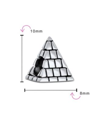 Traveler Vacation Tourism Landmark Egyptian Pyramid Charm Bead Oxidized .925 Sterling Silver
