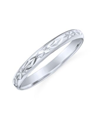 Elegant Stash Striped Edge Pattern Eternity Band Ring Polished Shiny Finish .925 Sterling Silver 3mm