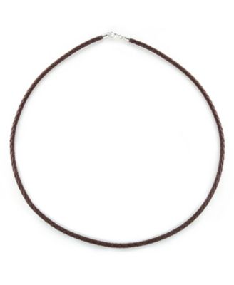 Brown Black Leather Braided Rope Weave Necklace Pendant Cords .925 Sterling Silver 14 16 18 20 24 Inch Length