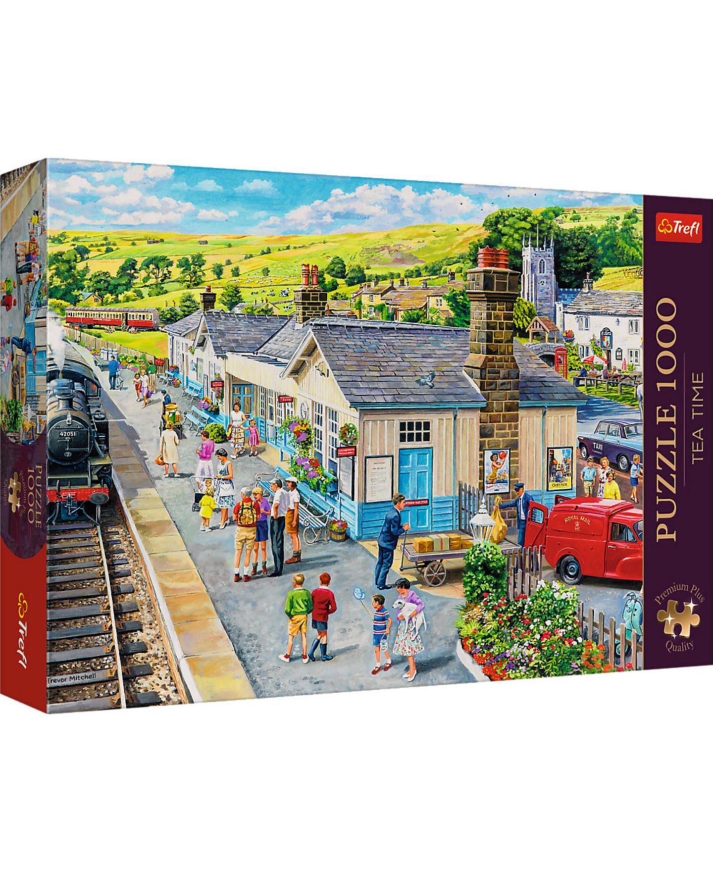 Детский пазл Trefl Tea Time The Village Station 1000 Piece Puzzle, Ages 12+, цвет: Разноцветный — фото 1