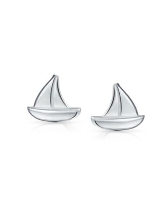 .925 Sterling Silver Small Nautical Sail Boat Sea Lover Ocean Vacation Ship Sailboat Stud Earrings Pendant Necklace