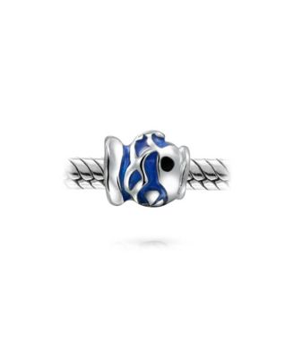 Блестящие ювелирные изделия с Океанской Голубой эмалью, Водная морская рыба-шарм из бисера. Серебро 925 пробы