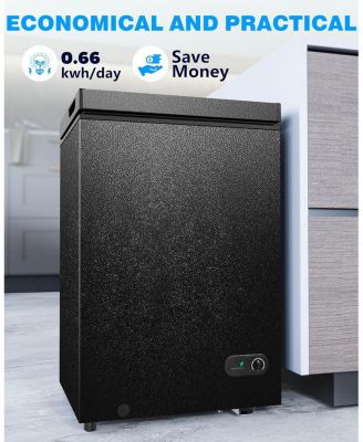 3.5 Cu.Ft Chest Freezer, Removable Basket, Bottom Drain, Freestanding Deep Freezer with Adjustable Thermostat