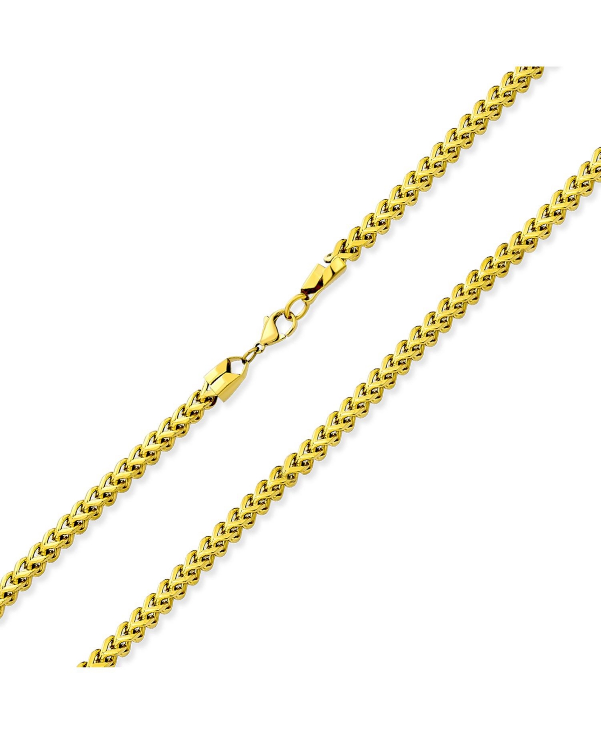Bling Jewelry Stylish and Durable: 14K Gold Plated Silver Tone Black Stainless Steel Heavy Duty Biker Jewelry Necklace Solid 5MM Curb Wheat Link Foxta