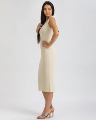 Women's Sleeveless Fitted Ribbed Pattern Iris Dress
