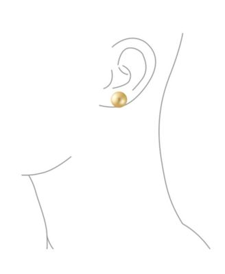 Classic Simple Elegant Light Golden Simulated Pearl Ball Stud Earrings .925 Sterling