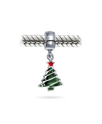 Блестящие ювелирные изделия Праздничная Красная Звезда Зеленая украшенная Рождественская елка с подвесками из бисера, Эмаль, Серебро 925 пробы