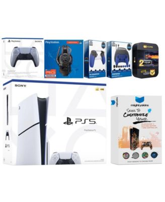 Playstation 5 Slim Disc with Extra Volcanic Red Controller, Plantronics Headset, Gamer Kit, Trigger Kit and MightySkins Decal Voucher + 2 Year CP