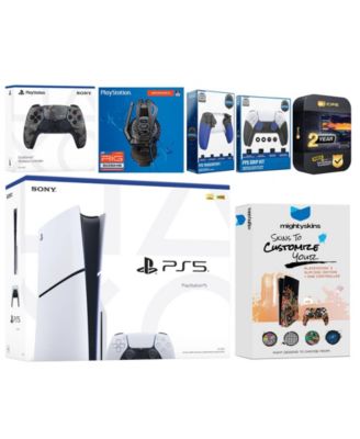 Playstation 5 Slim Disc with Extra Chroma Teal Controller, Plantronics Headset, Trigger Stop Kit, FPS Grip Kit and MightySkins Decal Voucher + 2