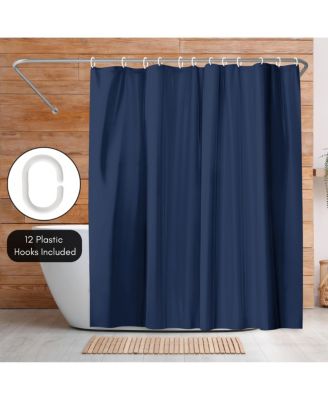 71x74 Solid Blue Shower Curtain - Water Resistant - Polyester Fabric