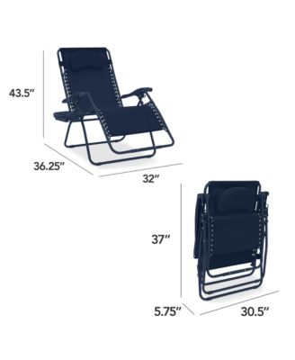 Oversized Zero Gravity Chair, Folding Outdoor Patio Recliner w/ Cup Holder