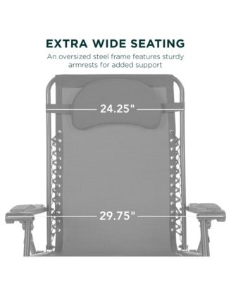 Oversized Zero Gravity Chair, Folding Outdoor Patio Recliner w/ Cup Holder