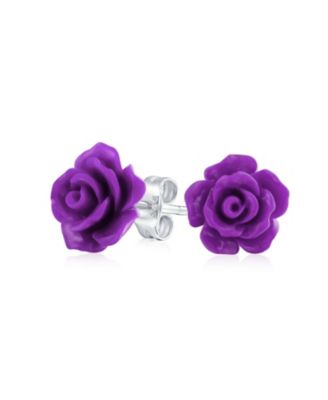 Romantic 3D Carved Rose Flower Blooming Post Stud Earrings 10MM Lightweight