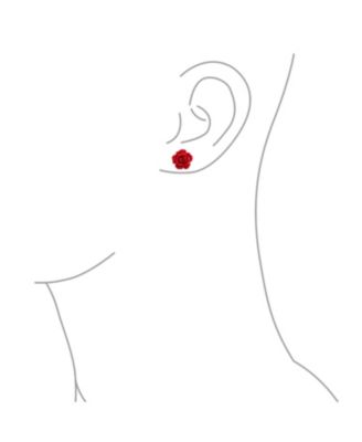 Romantic 3D Carved Rose Flower Blooming Post Stud Earrings 10MM Lightweight