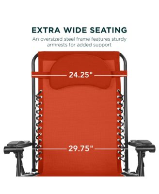 Oversized Zero Gravity Chair, Folding Outdoor Patio Recliner w/ Cup Holder