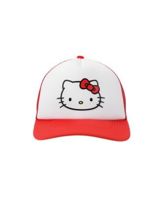 Лицо персонажа Hello Kitty в красно-белой шляпе дальнобойщика