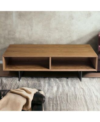 Sturdy Metal Coffee Table with Dual Shelves for Extra Storage