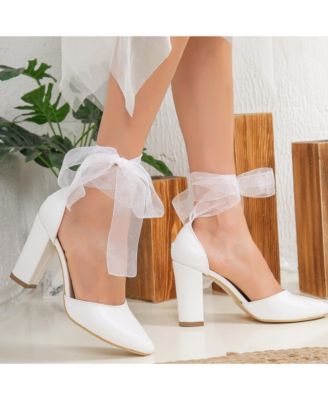 Gisele High Block Heels with Ribbon
