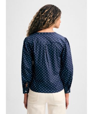 Женская блузка на пуговицах Isaac Mizrahi с длинным рукавом и V-образным вырезом