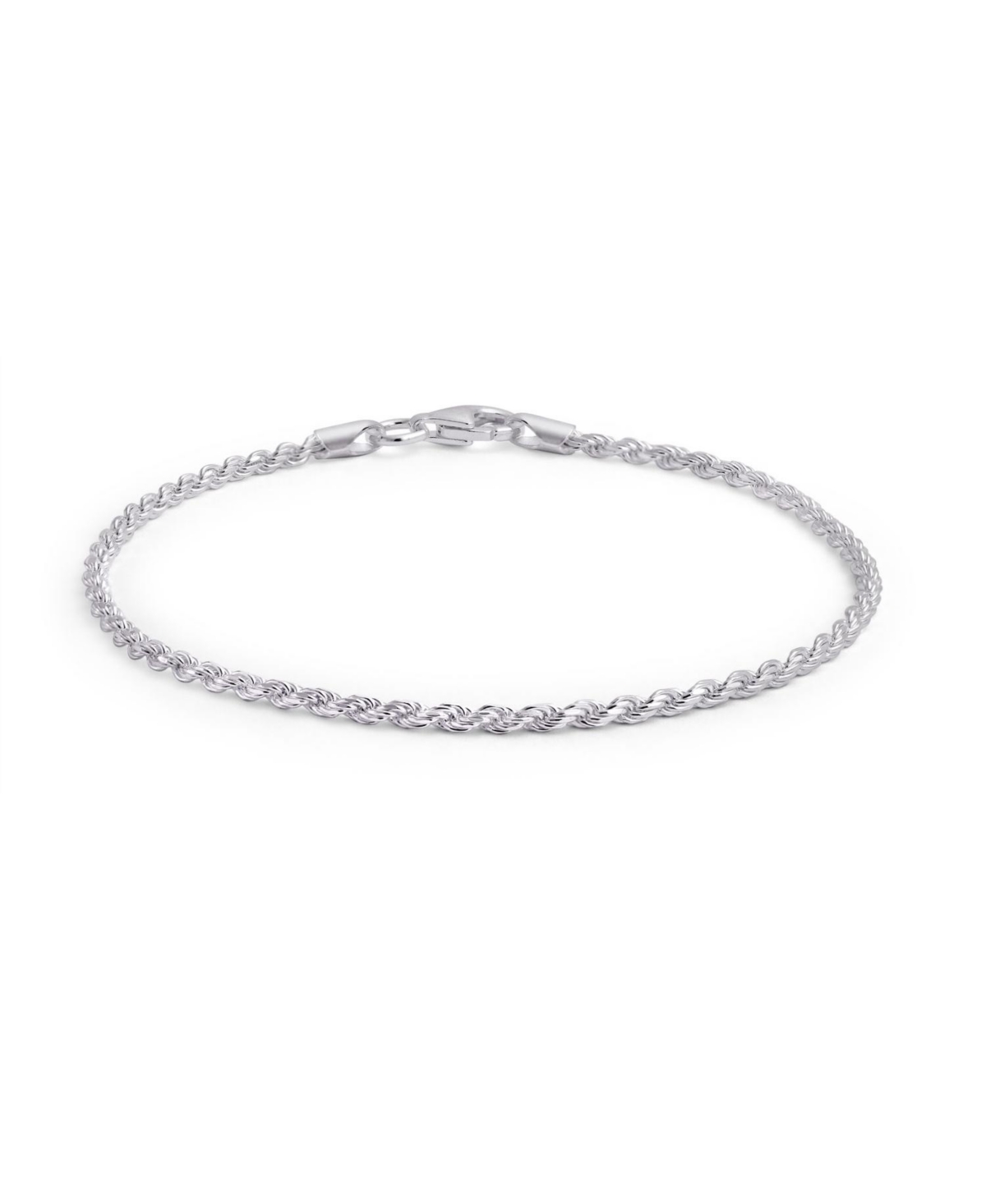 Simple Plain Twist Rope Chain Bracelet .925 Sterling Silver 40 Gauge - Silver