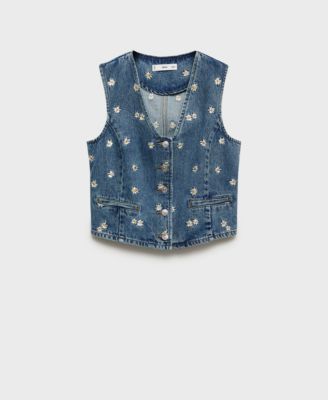 Women's Embroidered Floral Crop Vest