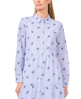 Женское макси-платье-рубашка CeCe с длинным рукавом