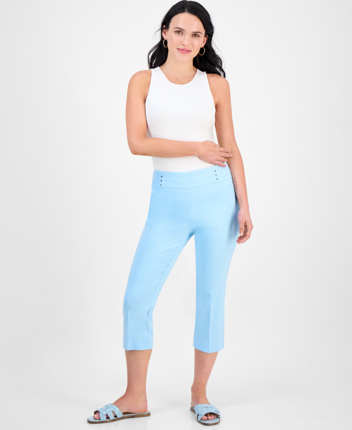 Jm Collection Petite Rivet-detail Capri Pants, Created For Macy's