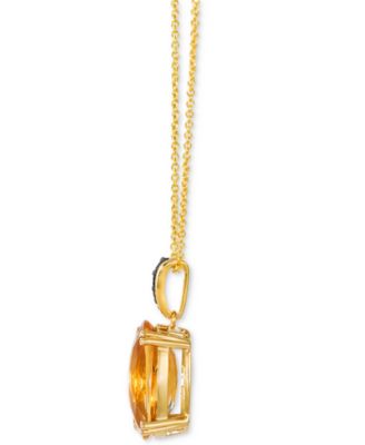Chocolatier&reg; Cinnamon Citrine&reg; (2-1/2 ct. t.w.) & Chocolate Diamond&reg; (1/20 ct. t.w.) Pendant Necklace in 14k Yellow Gold, 20"