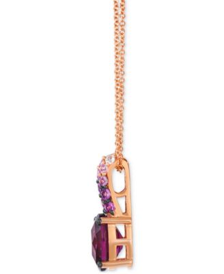 Raspberry Rhodolite&reg; (2-1/4 ct. t.w.), Pink Sapphire Ombr&eacute; (1/3 ct. t.w.) & White Sapphire (1/20 ct. t.w.) Pendant Necklace in 14k Rose Gold, 20"