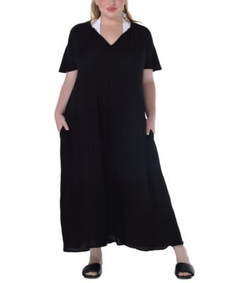 Ravyia Plus Size Short-Sleeve Textured Cover-Up Dress