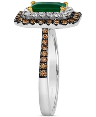 Costa Smeralda Emeralds™ (1-1/5 ct. t.w.) & Diamond Double Halo Ring in 14k Two-Toned Gold
