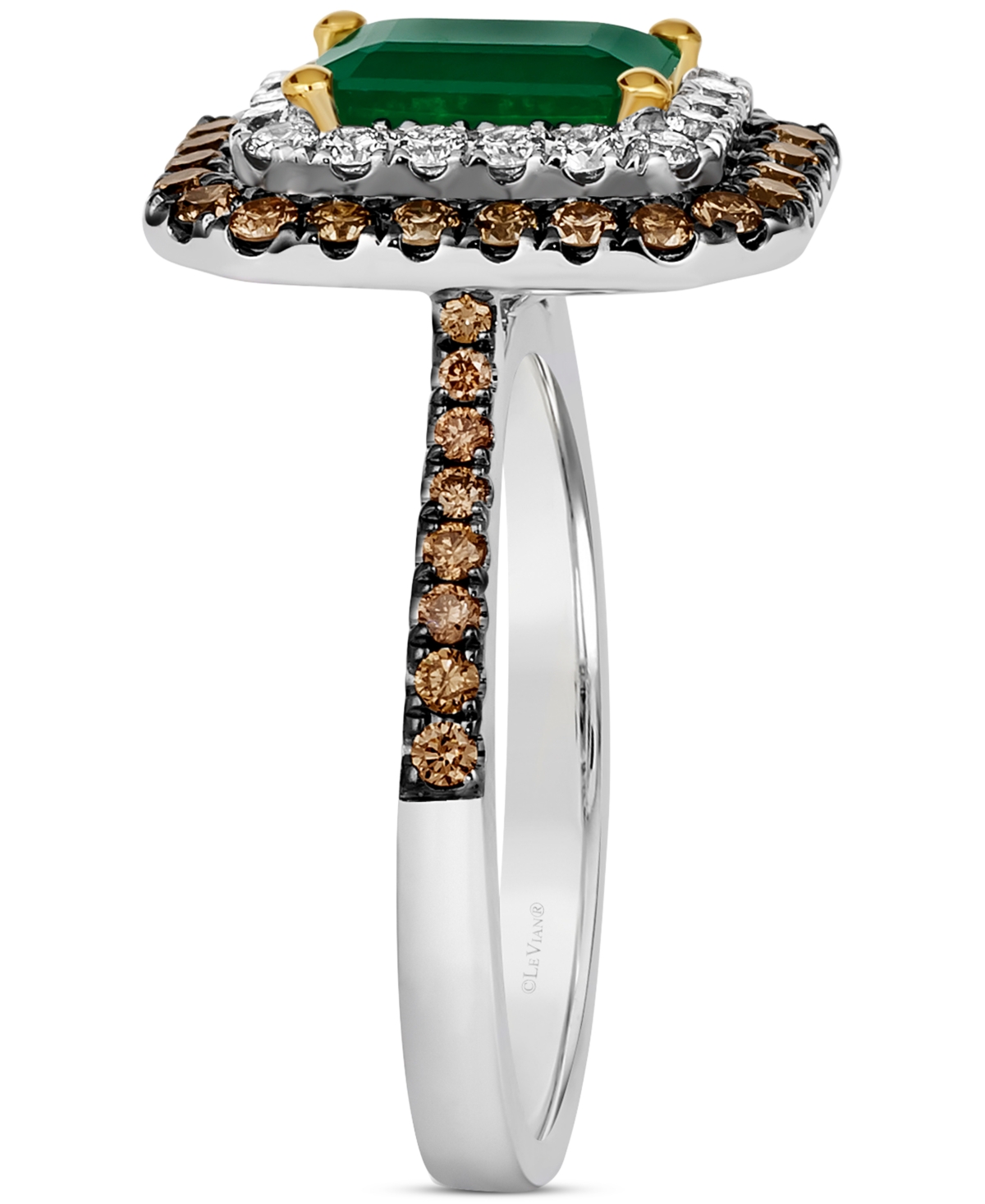 Le Vian Costa Smeralda Emeralds (1-1/5 Ct. T.w.) & Diamond Double Halo Ring In 14k Two-toned Gold In White Gold,yellow Gold