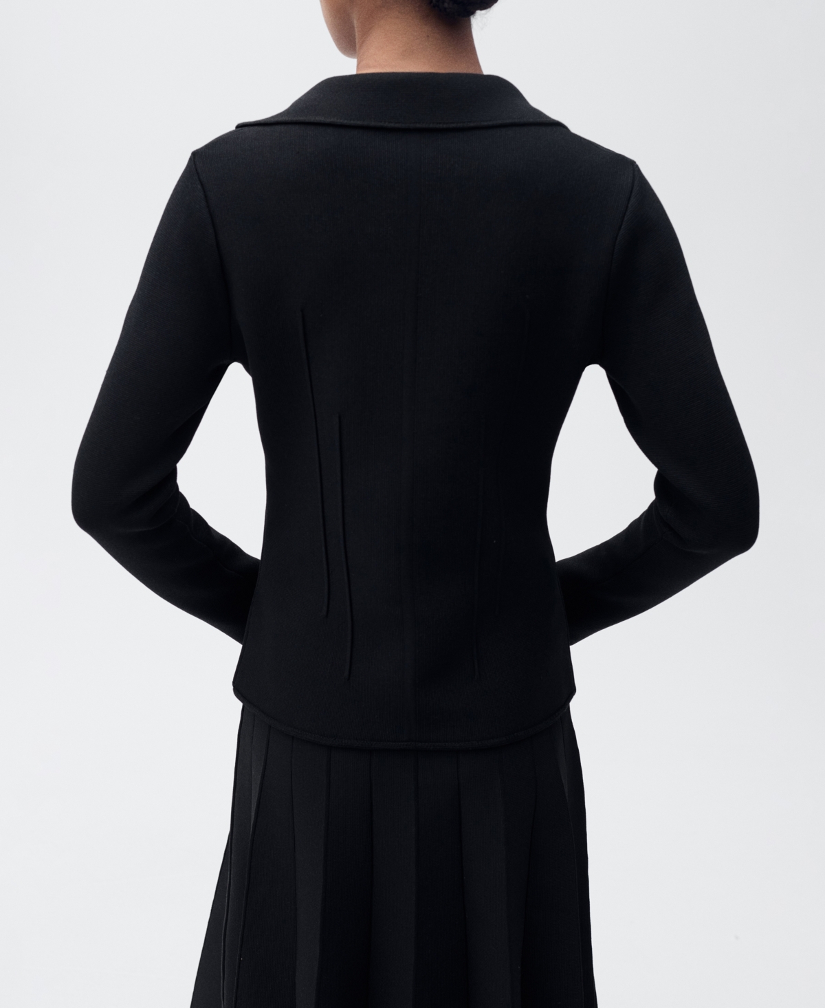 Mango Lapel Collar Knitted Jacket Black In Black