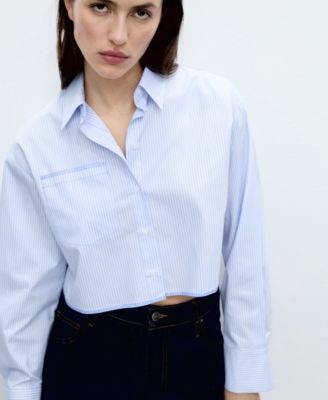 Women's Seam Detail Striped Crop Shirt