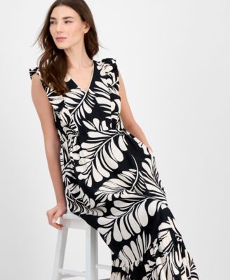 Женское миди-платье без рукавов с V-образным вырезом и принтом от Anne Klein