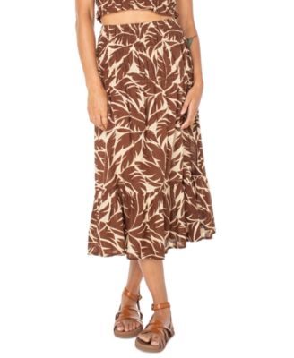 Juniors' Malia Cotton Printed Tiered Midi Skirt