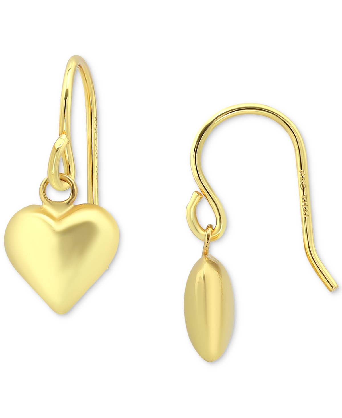Giani Bernini Polished Heart Drop Earrings, Exclusively At Macy's In Gold Over Silver