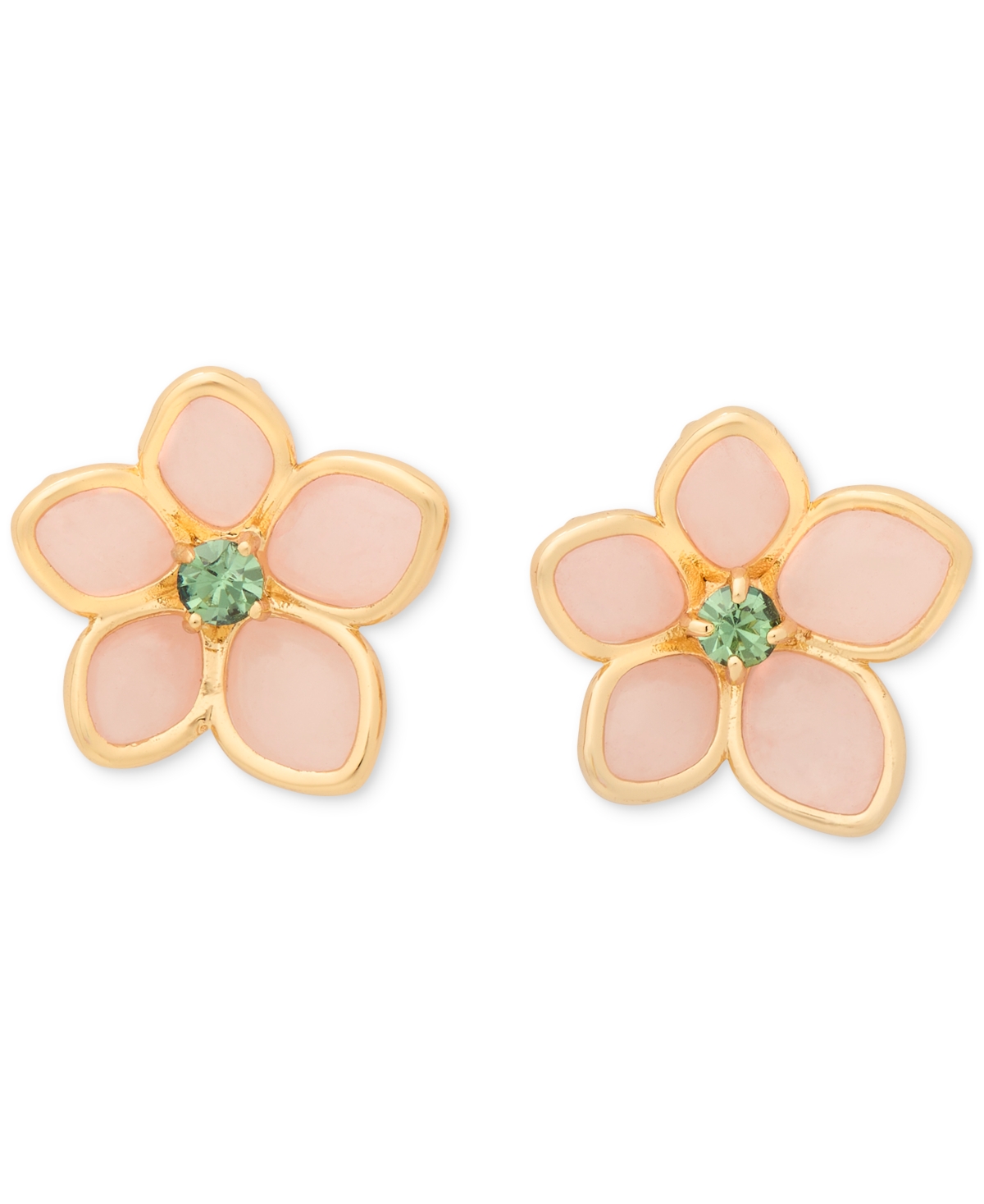 Gold-Tone Pastel Petals Stud Earrings - Multi