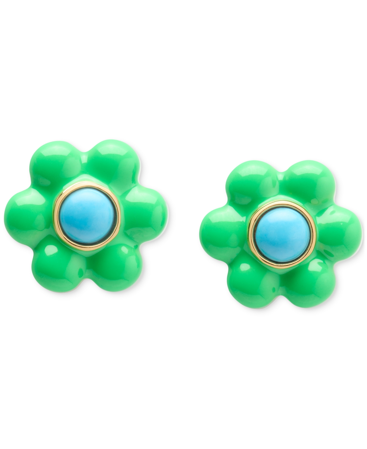 Kate Spade Gold-tone Petal Puff Floral Stud Earrings In Green Mult