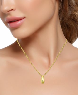 Комплект из 2 предметов Полированное ожерелье-каплевидная подвеска и серьги-гвоздики в тон