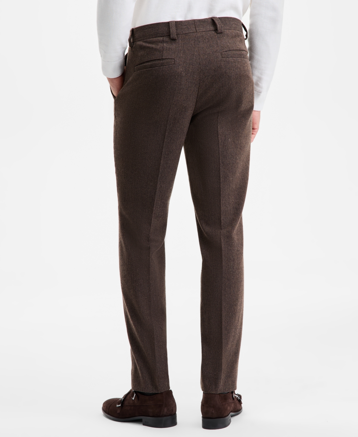 Hugo Boss Hugo By  Men's Modern-fit Herringbone Suit Pants In Brown