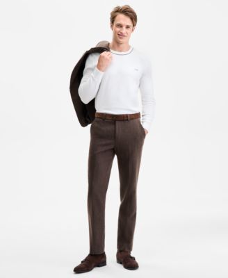 Mens Modern-Fit Herringbone Overcoat & Suit Separates 