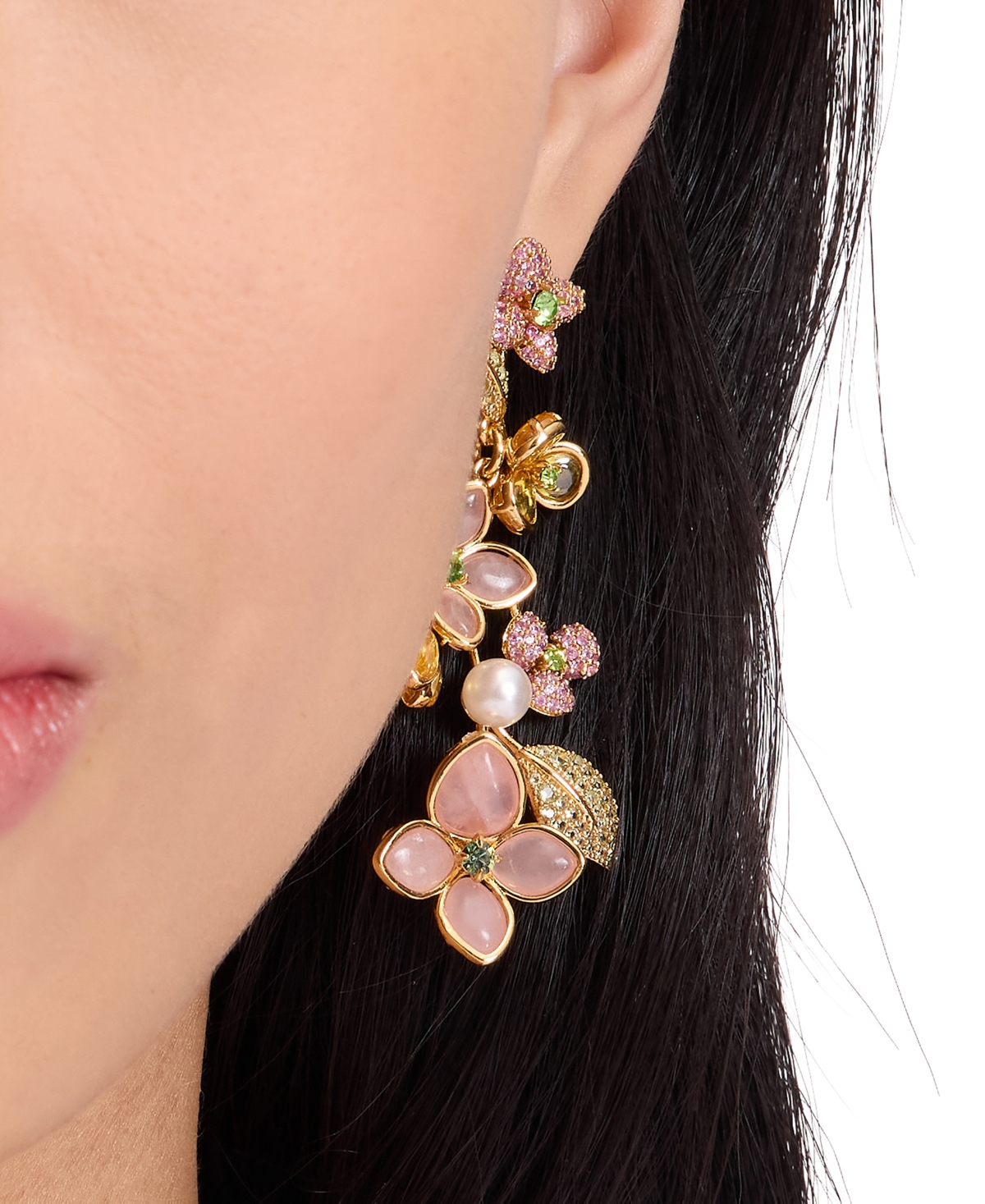 Kate Spade Gold-tone Pastel Petals Linear Earrings In Multi