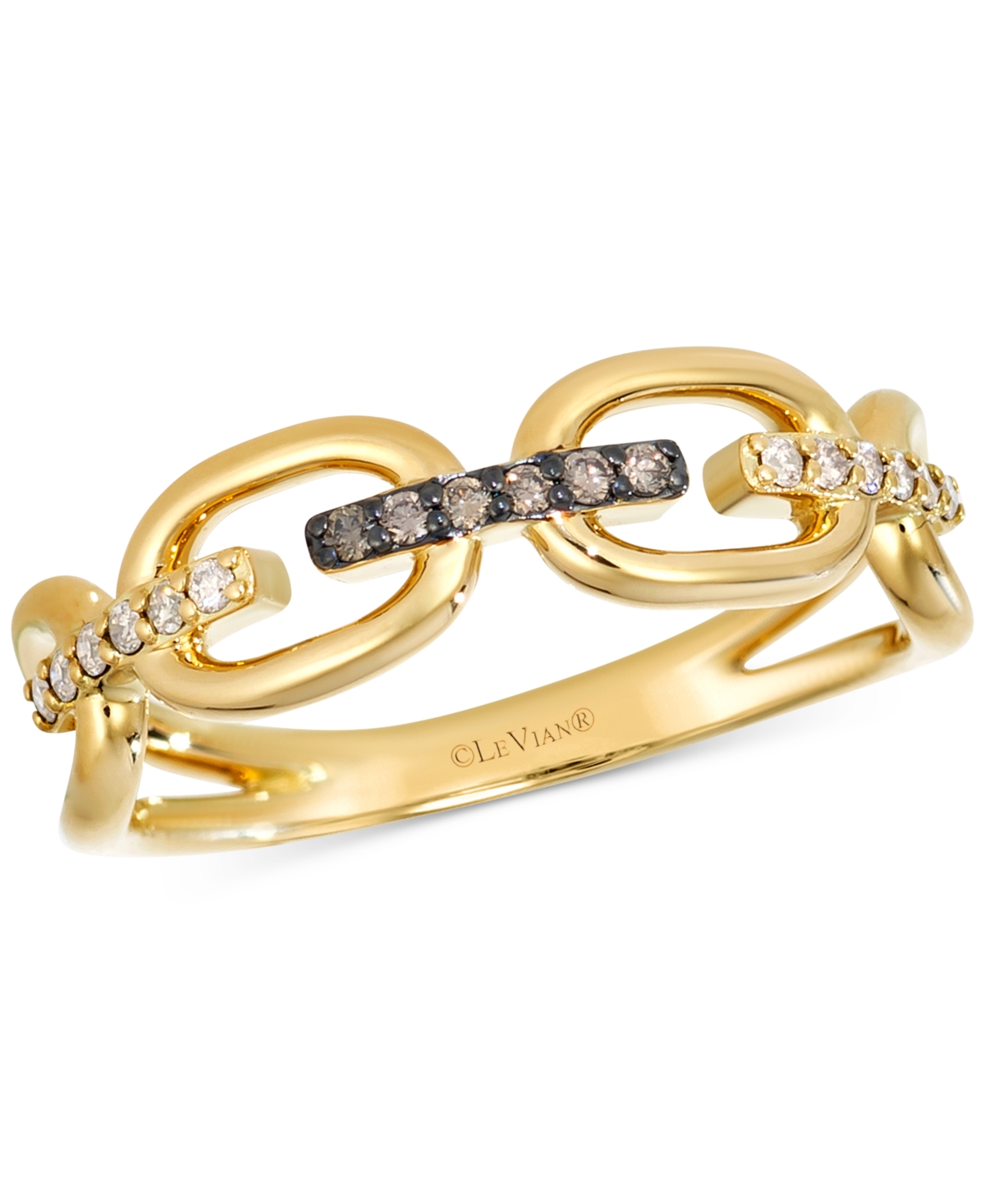 Chocolate Diamond (1/20 ct. t.w.) & Nude Diamond (1/10 ct. t.w.) Statement Ring in 14k Yellow Gold - Yellow Gold