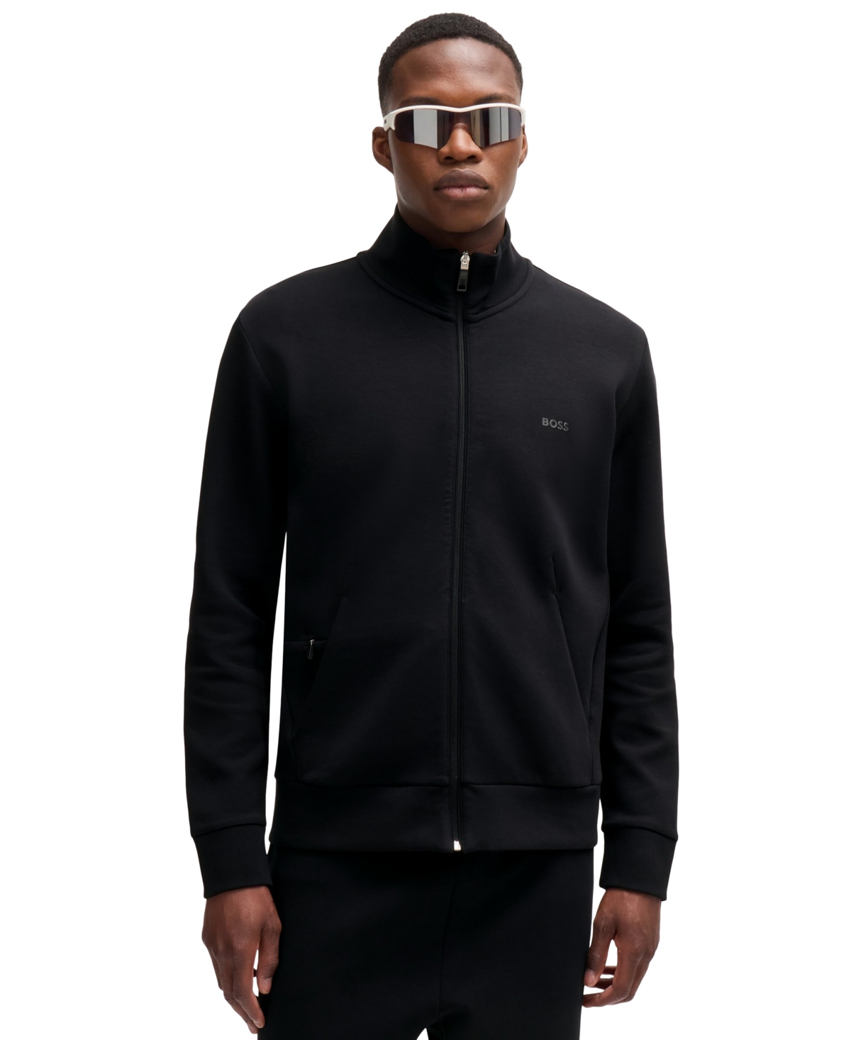 Boss by Hugo Boss Men's Logo Print Zip-Up Sweatshirt - Dark Blue