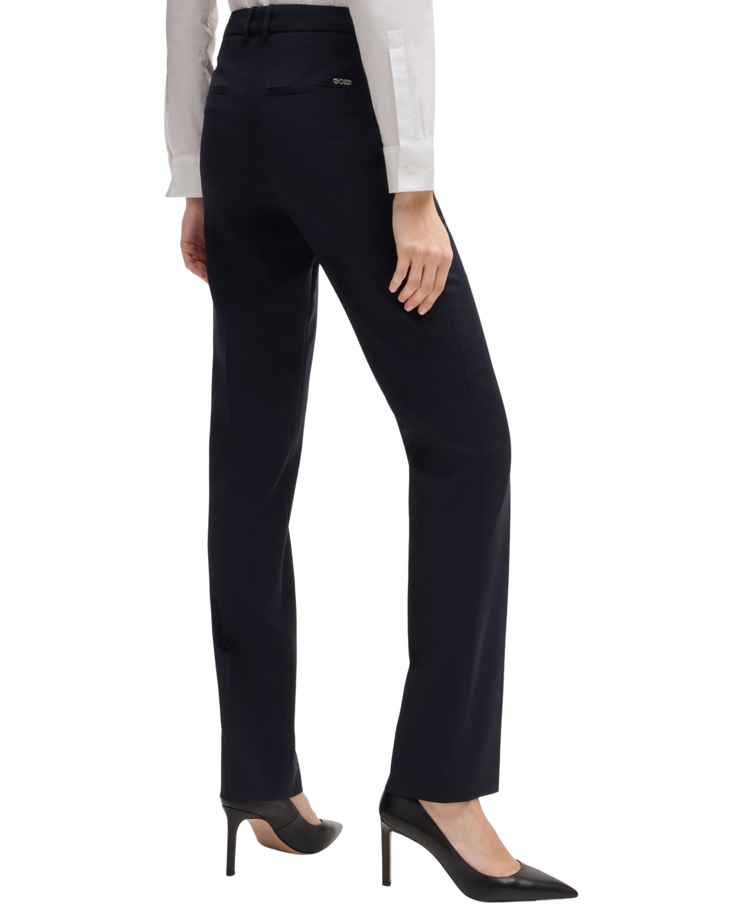 BOSS by Women's Virgin Wool Regular-Fit High-Rise Pants