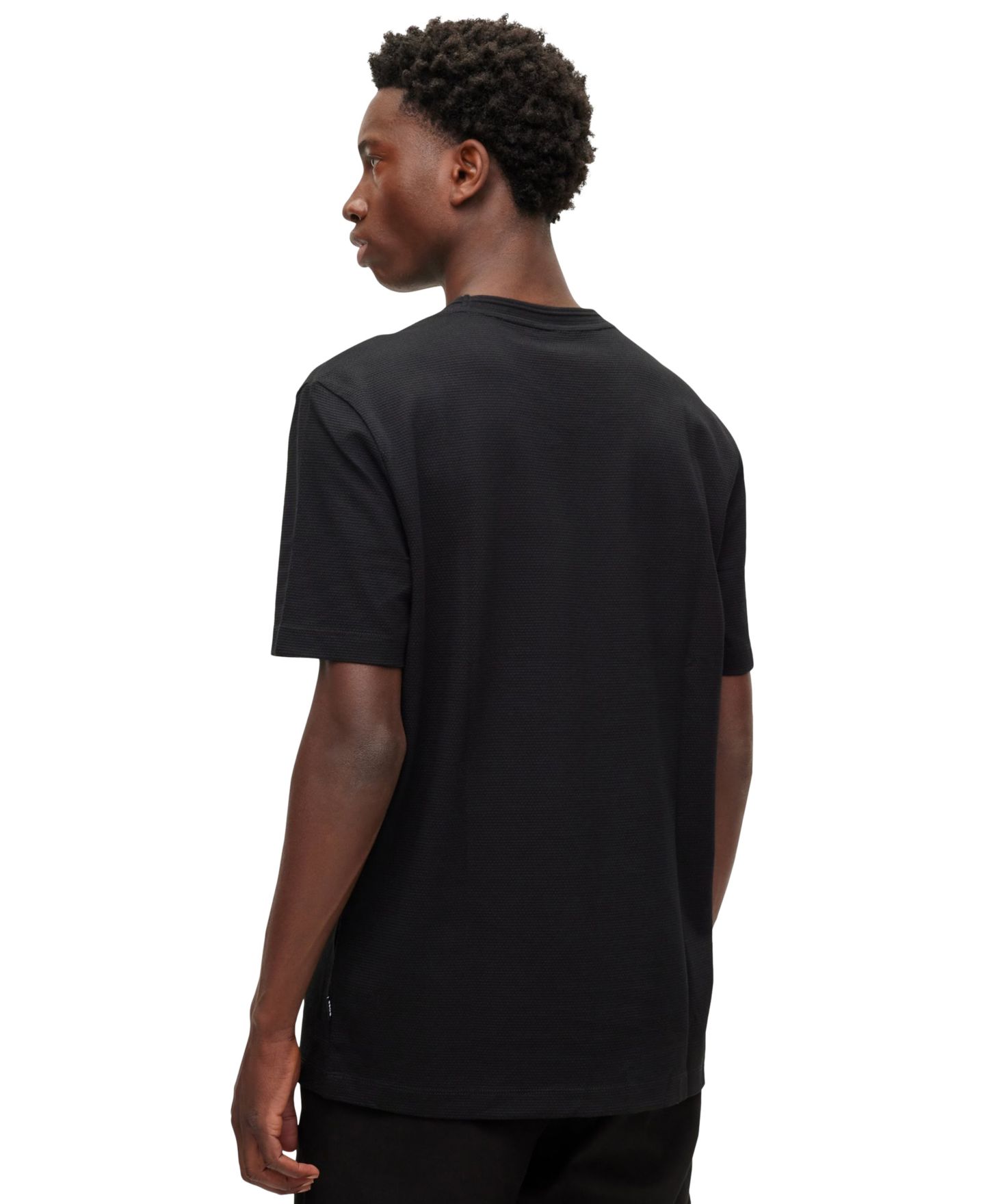 Мужская футболка Hugo Boss Cotton-Blend Bubble-Jacquard Structure, цвет: Чёрный — фото 7